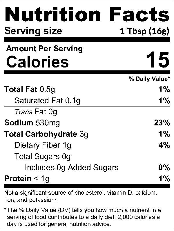 Mixed Pickle Nutrition Facts