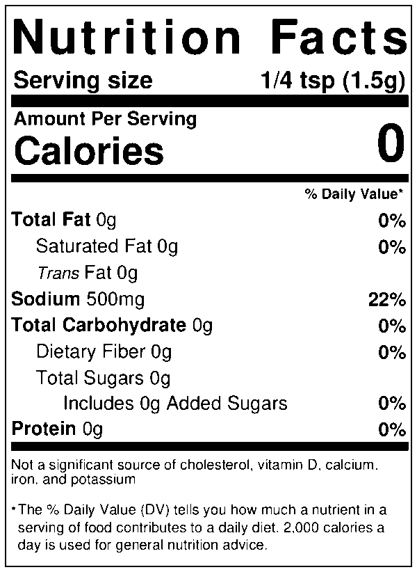 Pink Salt Rock Nutrition Facts